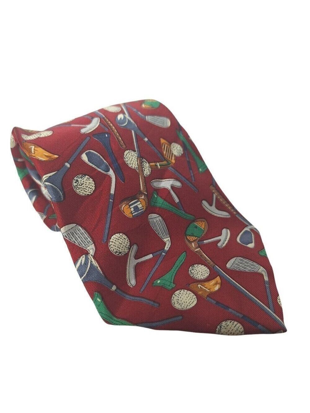Utopia Silk Necktie Golf Clubs Balls Drivers Putters
